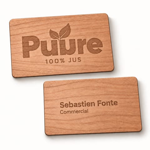 Carte NFC Bois gravée — Cerisier, vue 2
